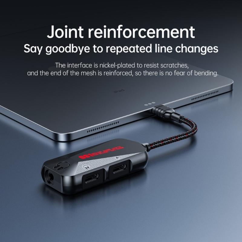 Высокоскоростной Адаптер-Конвертер Звука Радио Адаптер USB C на 3.5мм Мощность 60Вт Быстрая Зарядка с Усиленным Хвостом для Долговечности