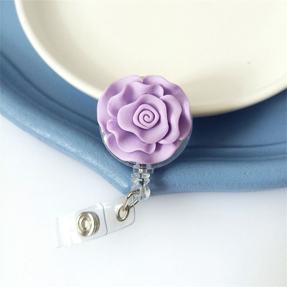 Name Tag Retractable Badge Holder 3D Flora Easy Pull Buckle Nurse Badge Reel Hospital Use