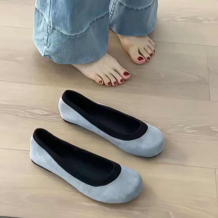 Женские балетки Niche Retro с круглым носком и неглубоким горлом, новинка 2024 года, корейская версия, замшевые балетки с леопардовым принтом на мягкой подошве, туфли для бабушки