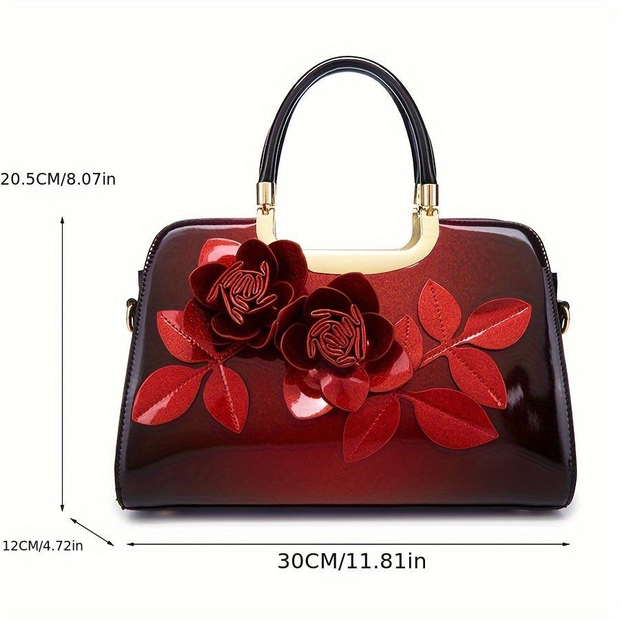 Градиентный цвет 3D аппликация глянцевая лакированная кожа сумка-тоут через плечо