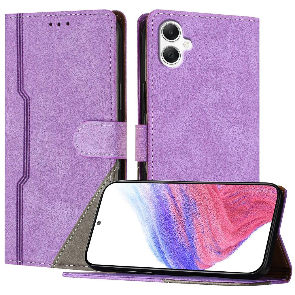 For Samsung Galaxy A06 4G Leather Case Triangle Patchwork Wallet Stand Shockproof Phone Cover