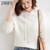 INDFS Женская мода повседневная осень-зима однотонный принт длинный рукав с капюшоном свитера