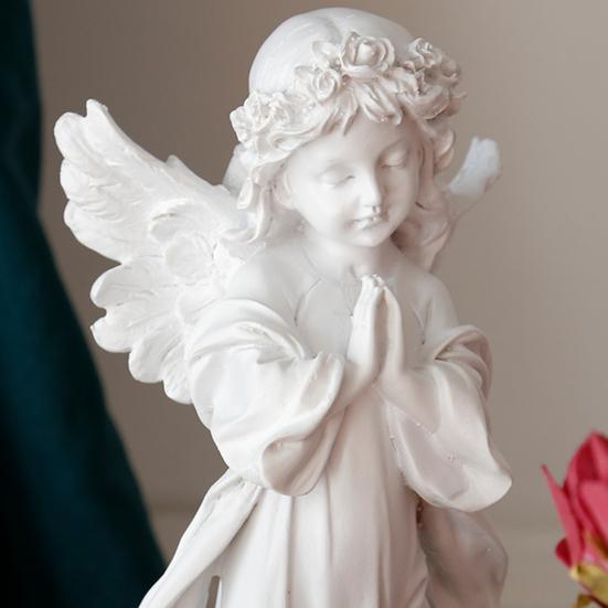 Молитвенный ангел, статуэтка ангела-хранителя, белая крылатая фея, скульптура, домашний офис, книжная полка, украшение для рабочего стола, орнамент