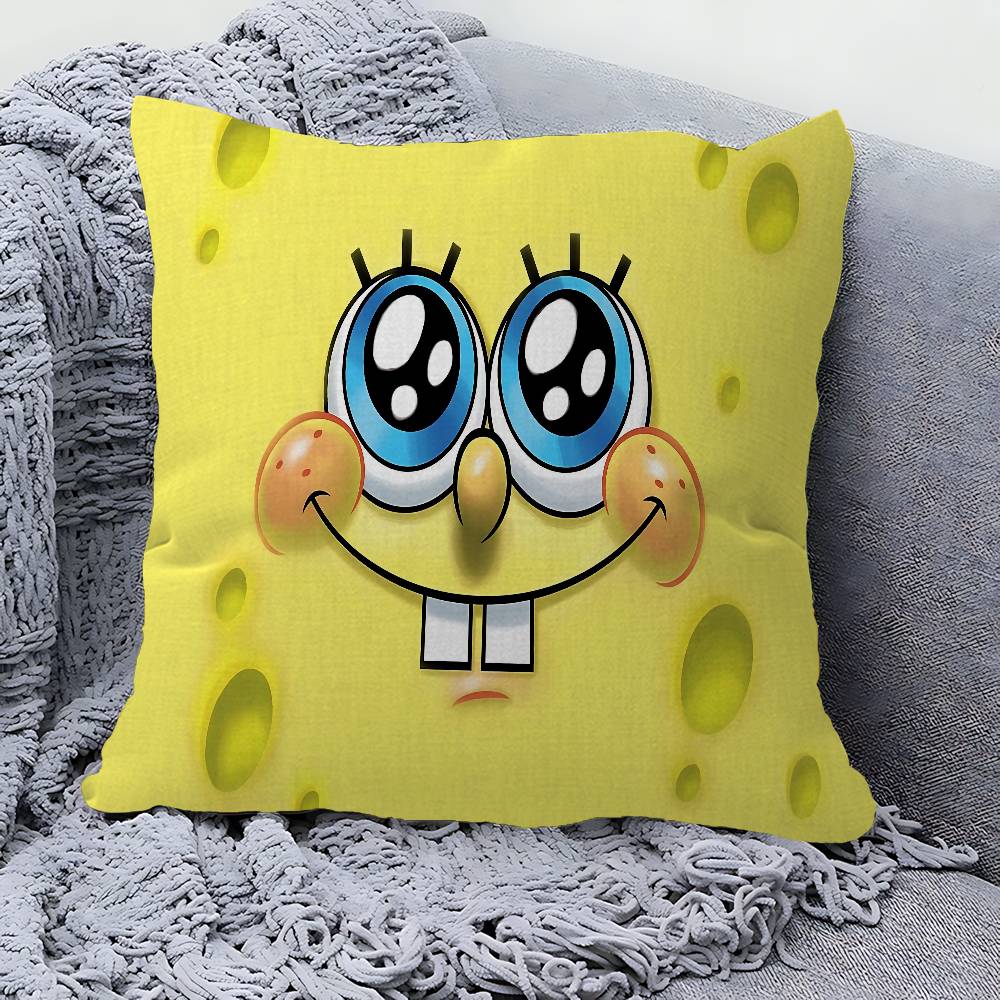 Cute S-Spongebobs Anime Decorative Room Aesthetics Pillow Case Home Decor Bedroom Sofa Bed Couch Pillow Cover 45X45