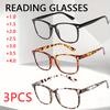 3pcs New Blue Light Blocking Reading Glasses Square Frame Eyewear Anti Blue Light Computer Eyeglasses