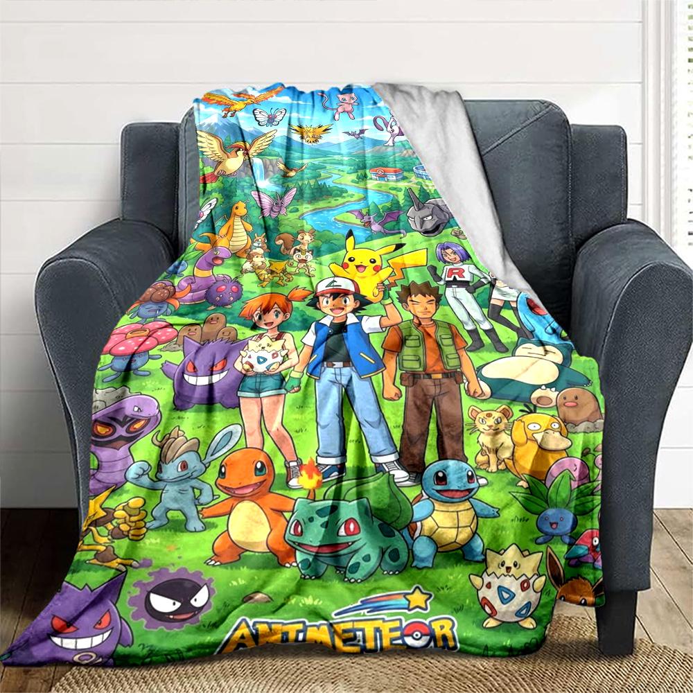 Pocket Monster Print Flannel Blanket High Quality Warm Comfortable Cover for All Seasons Perfect for Gifts Home Decor