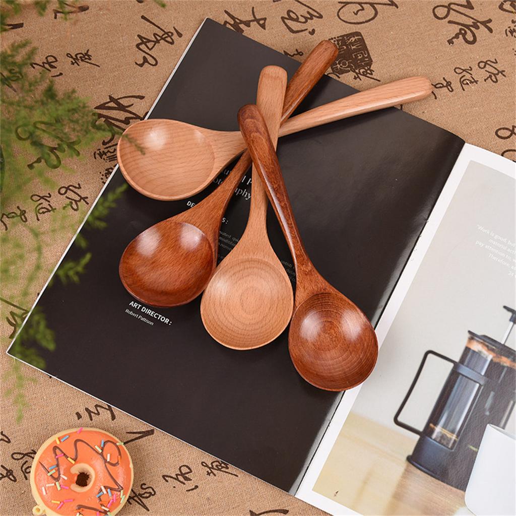 Деревянная ложка для супа в японском стиле с длинной ручкой, кухонная утварь, практичная посуда для дома, обедов, использования на открытом воздухе