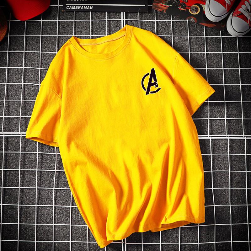 Pure Cotton Childrens Tshirt with Letter A Printed Pure Cotton Round Neck Parentchild Outfit Korean Version Tshirt