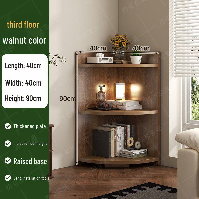 Triangular Corner Shelf and Storage Cabinet for Living Room or Desk Side