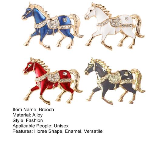 1/4Pcs Horse Brooch Alloy Enamel Pin with Rhinestones Inlaid Clothes Hats Bags Collar Badge Fashion Accessories