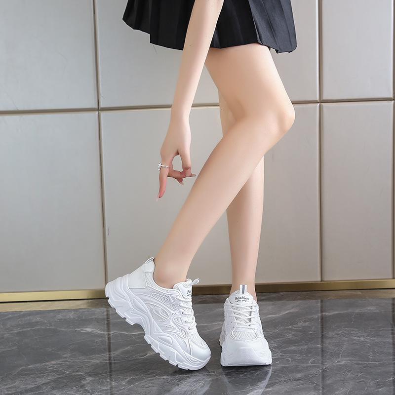 Women Summer Thick Soled Shoes Comfortable Lace Up Mesh Sneakers Women Versatile Walking Shoes Women Casual Shoes