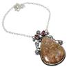 Fossil Coral, Kunzite 925 Sterling Silver Jewelry Necklace 18" J4z72