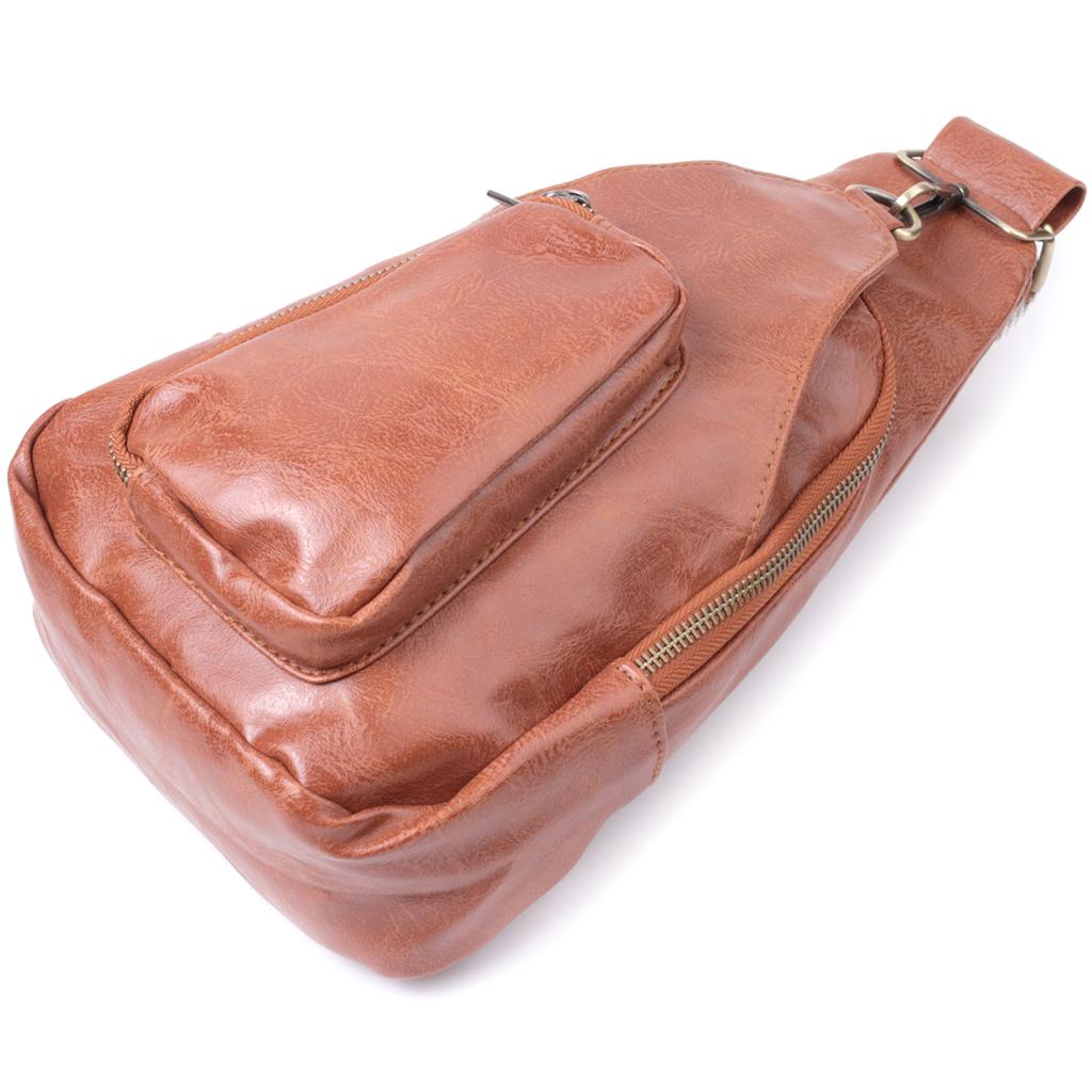 Женская сумка из экокожи с акцентом на текстильную лямку VINTAGE Bag 22773 Рыжий