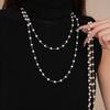 Fashion Long Pearl Necklace Double-layer Collarbone Chain High-end Sweater Chain  Party