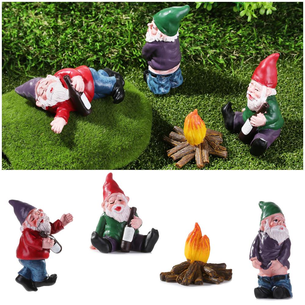 Funny Peeing Elf Drunk Elves Micro Landscape Dwarf Figurines Miniature Gnomes Fairy Garden