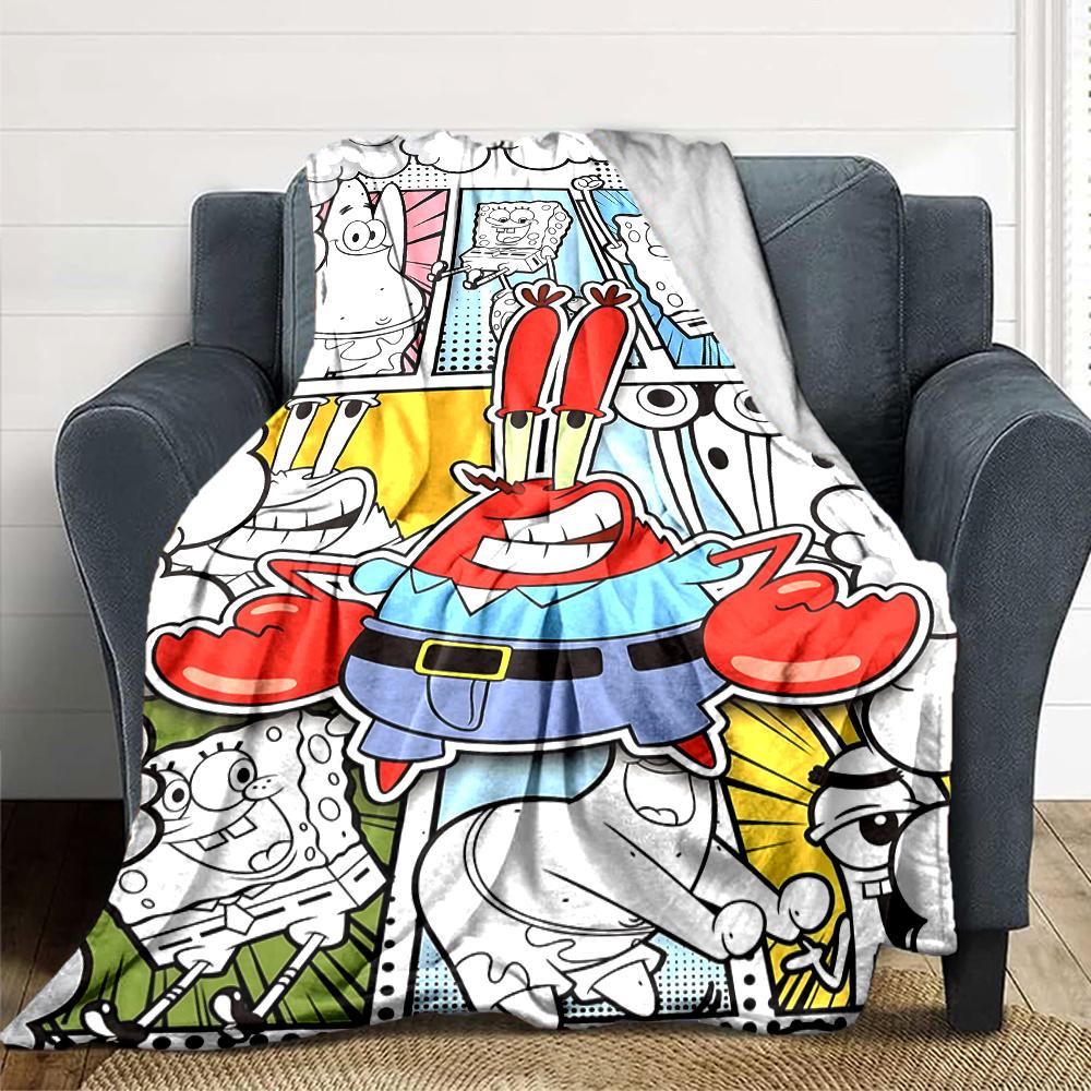 1Pc Spongebob Friends Adventure Blanket Soft Throw Blanket For Home Bedroom Bed Sofa Travel Office Solid Christmas Blanket