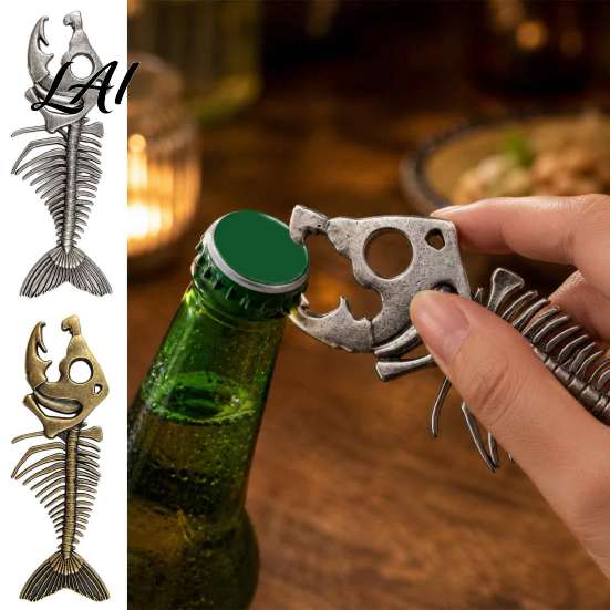 Creative Bar Accessories Vintage Fish Bone Bottle Opener Heavy Duty Beer Cap Unique Metal Remover Remover Professional Kitchen Gadget for