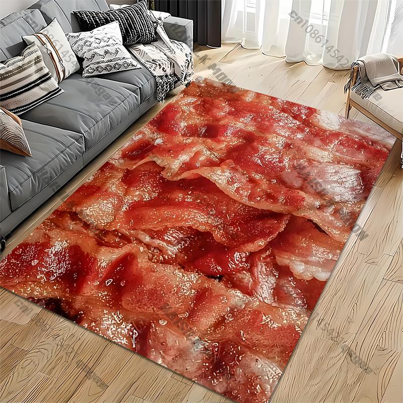 Delicious Bacon Rugs for Living Room Bedroom Dining Kitchen Office Bathroom Non-Slip Large Decor Carpet Anime Rug