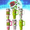 Термокружка Grinch из нержавеющей стали, 40 унций, с крышкой-поилкой и соломинкой, в современном зеленом дизайне