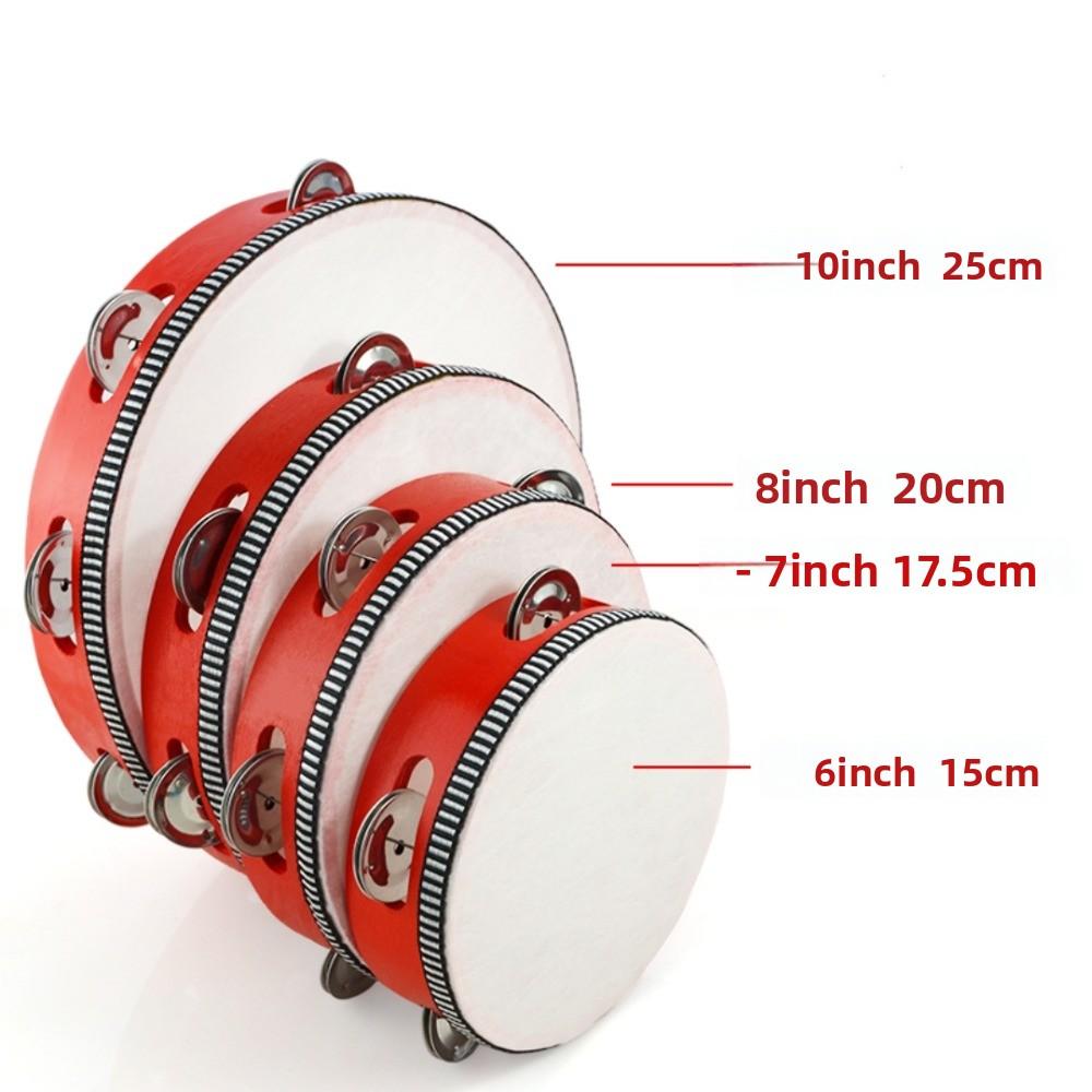 4/6/8/10 Inch Hand Held Drum Metal Jingles Children Drum New Percussion Toy  For Party Games