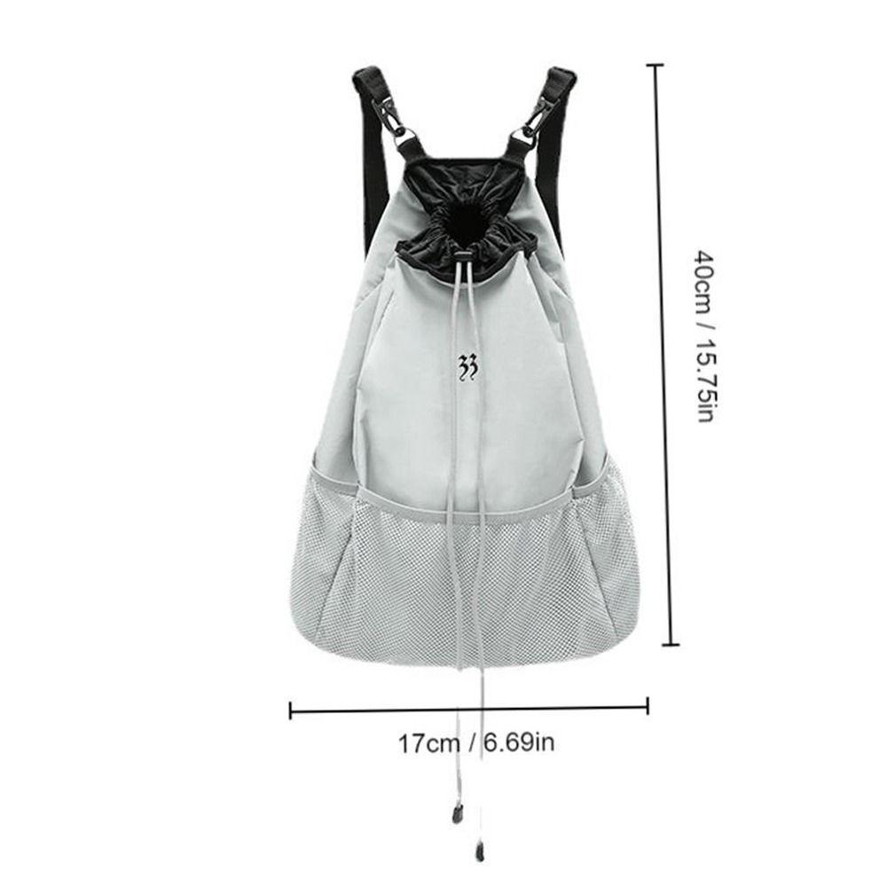 Large Capacity Drawstring Mesh Backpack Lightweight Solid Color Knapsack Fashion For Lady