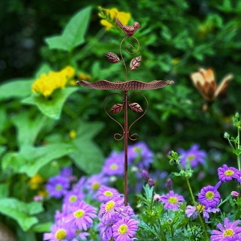 Antique Metal Garden Planter And Bird Feeder Weather Resistant Outdoor Decoration For Patios Balcony Or Yard Landscaping