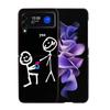 Funny Cute Cartoon Matchman Phone Case For Samsung Z Flip 7 6 5G Galaxy Z Flip4 Z Flip5 Z Flip3 Coque Black Hard PC Shell Protec