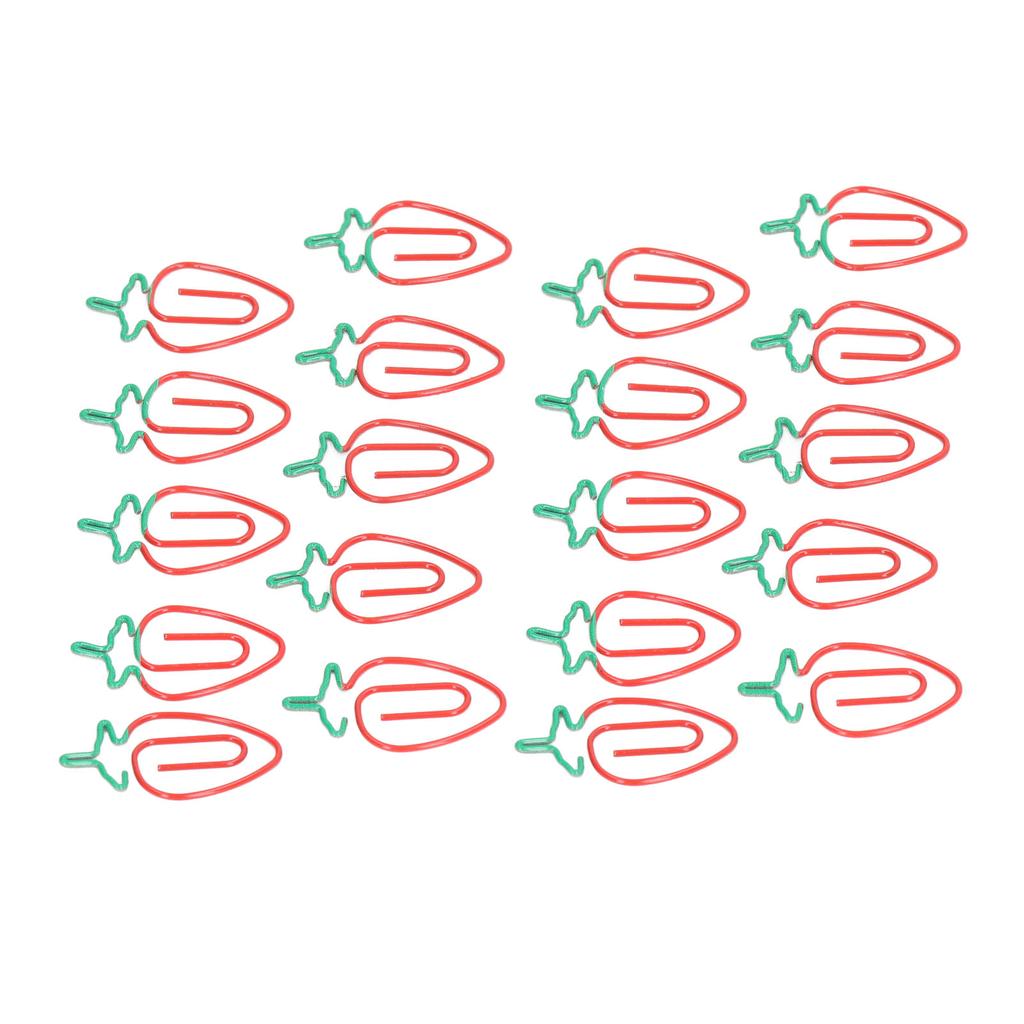 100 шт. Скрепки для бумаги «Клубника», Гальванизированный металл, Стиль «Клубника», Широкое применение, Милые скрепки для бумаги