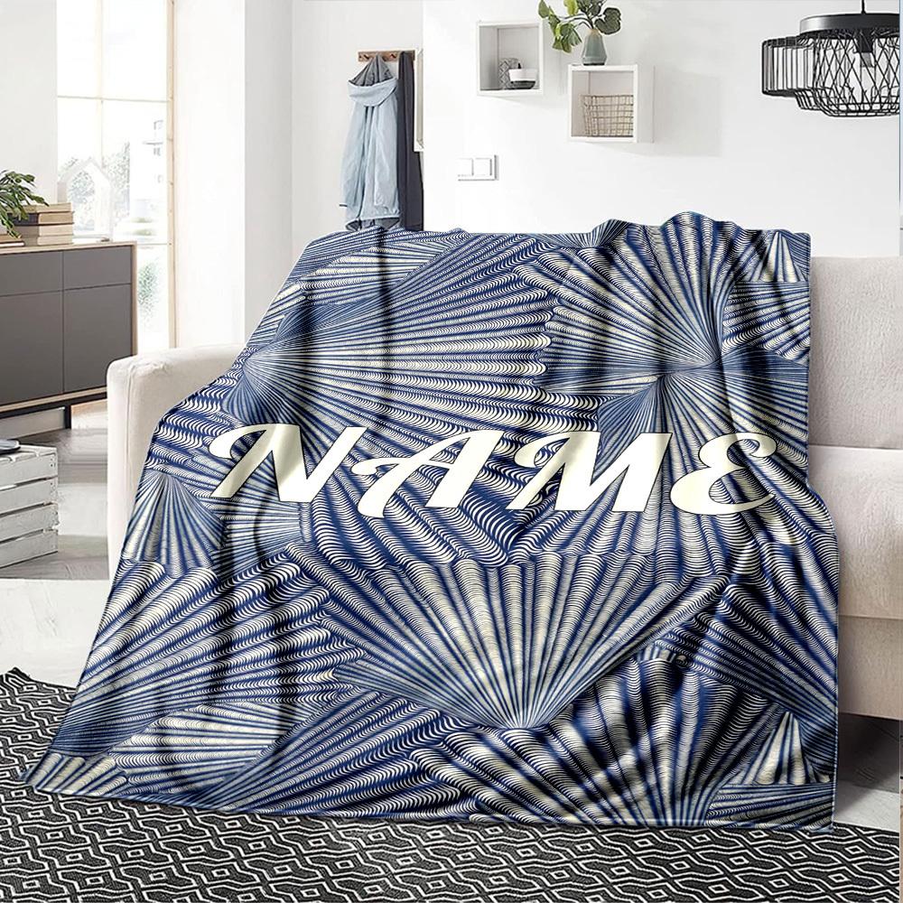 Abstract Pattern Of Radiating Lines With The Word In The Center Cozy Customizable Blanket Personalized Name Warmthful Decor Throw For Sofa Couch