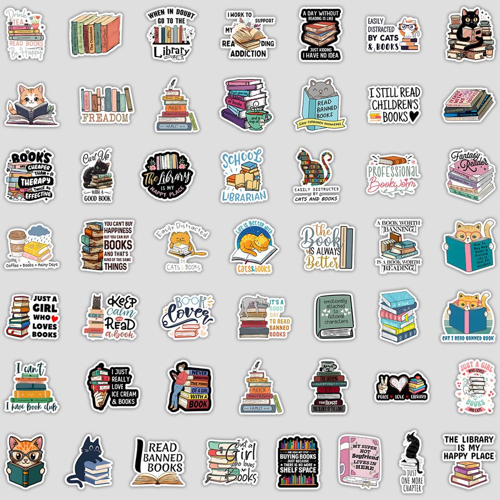 50 Книг для чтения Граффити Наклейки Креативные Наклейки на книги Наклейки Водонепроницаемые Декоративные наклейки для чашки для воды, чемодана