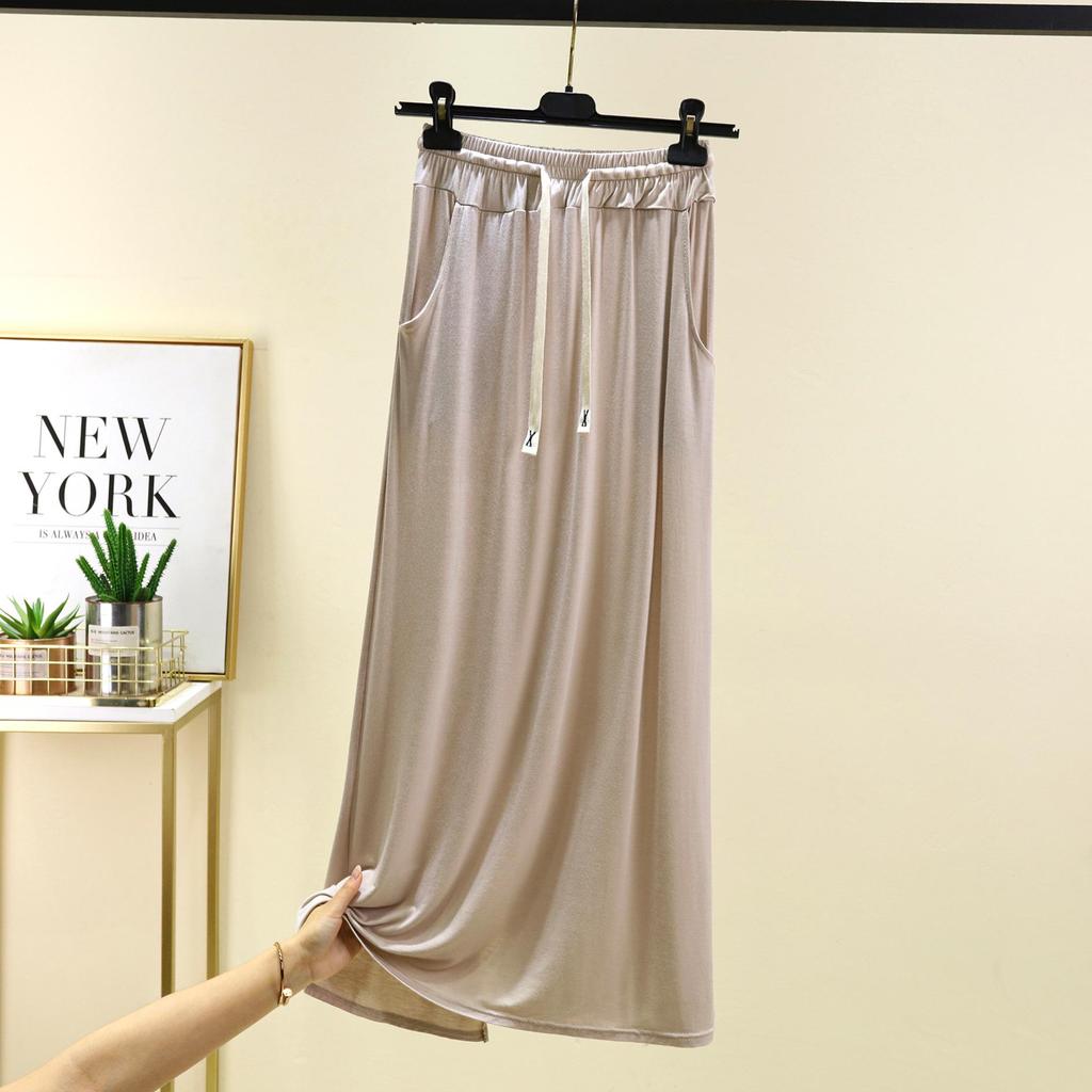 Женская миди-юбка А-силуэта на резинке - Модал, карман, кэжуал, свободный крой для весны/лета