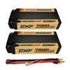 DXF Взрывозащищенная LiPo батарея 7.6V 7000mAh Короткая для RC Машинок (140C) с 2S2P 4-мм штекерами типа «пуля», встроенной защитой и мощными моторами.