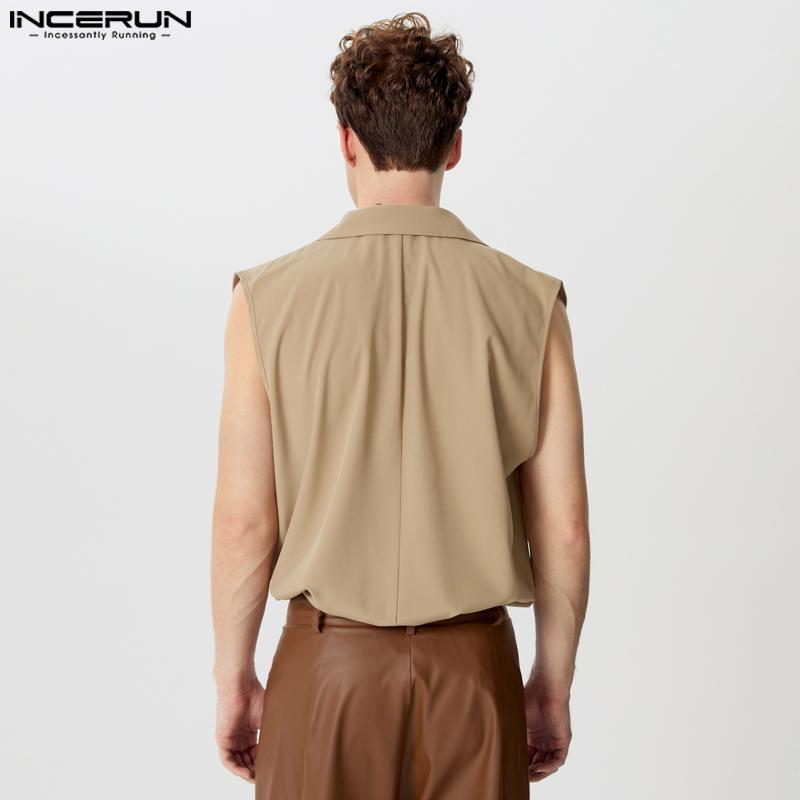 INCERUN Мужские свободные майки без рукавов с вырезом-хомутиком и глубоким V-образным вырезом