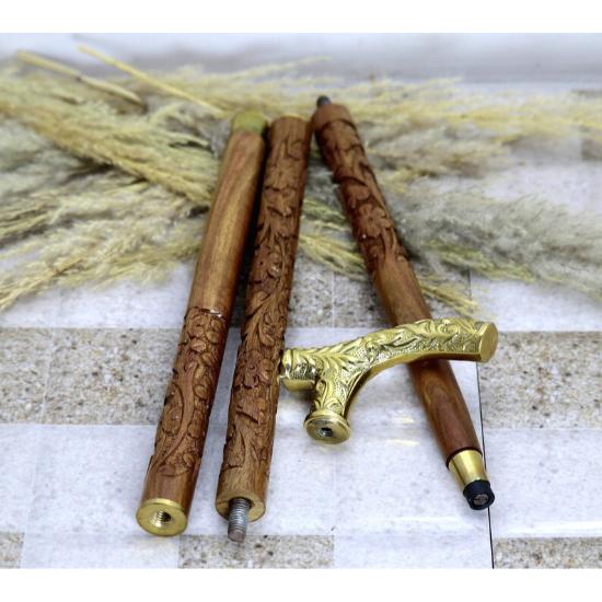 Royal Walking Stick Head Handle Special Carving Design Wooden Walking cane-Stick With Special Brass Carving Design For Special Gift