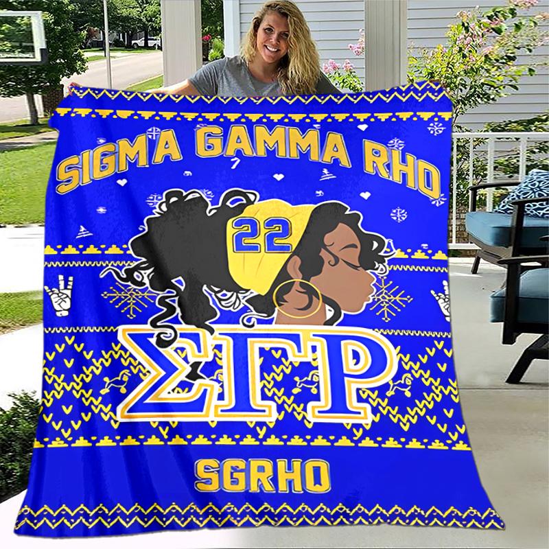 1pc Blanket Sigma SGR Gamma Rho Print Design, Lightweight Blanket for Sofa, Bed- Soft &Warm, Gift for All Seasons like Christmas, Halloween