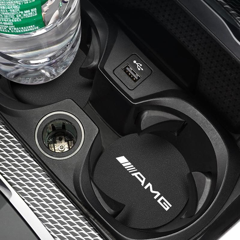 2Pcs Car Cup Mat Waterproof Anti-slip Pad Suede Coaster For Mercedes Benz AMG W203 W205 W206 W211 W220 W212 W201 W210 W108 W168  p7