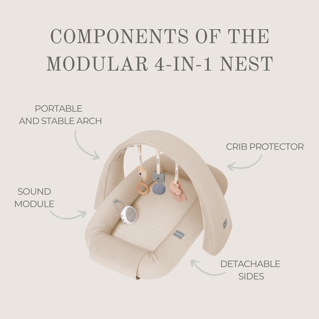 Modular Baby Nest With Sounds & Toys 4 In 1 Grey