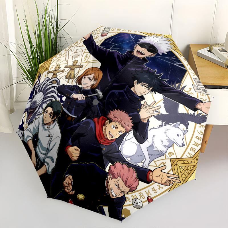 1 PC Automatic Folding Umbrella - Jujutsu Kaisen Pattern Portable Foldable Design With 8 Ribs Christmas Birthday Gifts