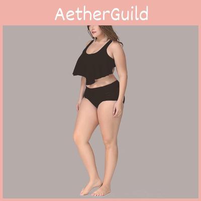 Calofe Сексуальный купальник с оборками большого размера для полных женщин с высокой талией и роскошной посадкой