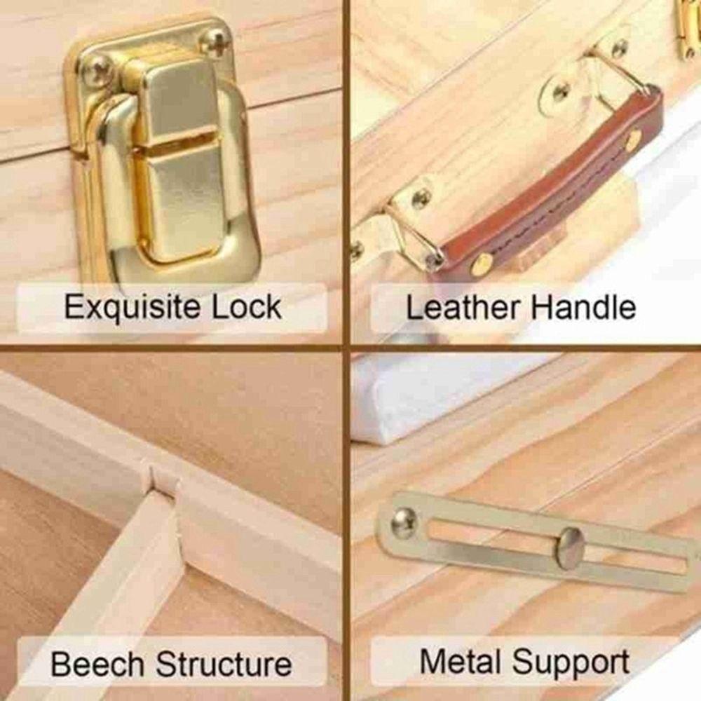 Wooden Beech Desktop Drawing Supplies Table Oil Paint Sketch Box Painting Supplies Easel