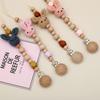 1Pc Crochet Bunny Baby Pacifier Clip Chain Bpa Free Wooden Beads