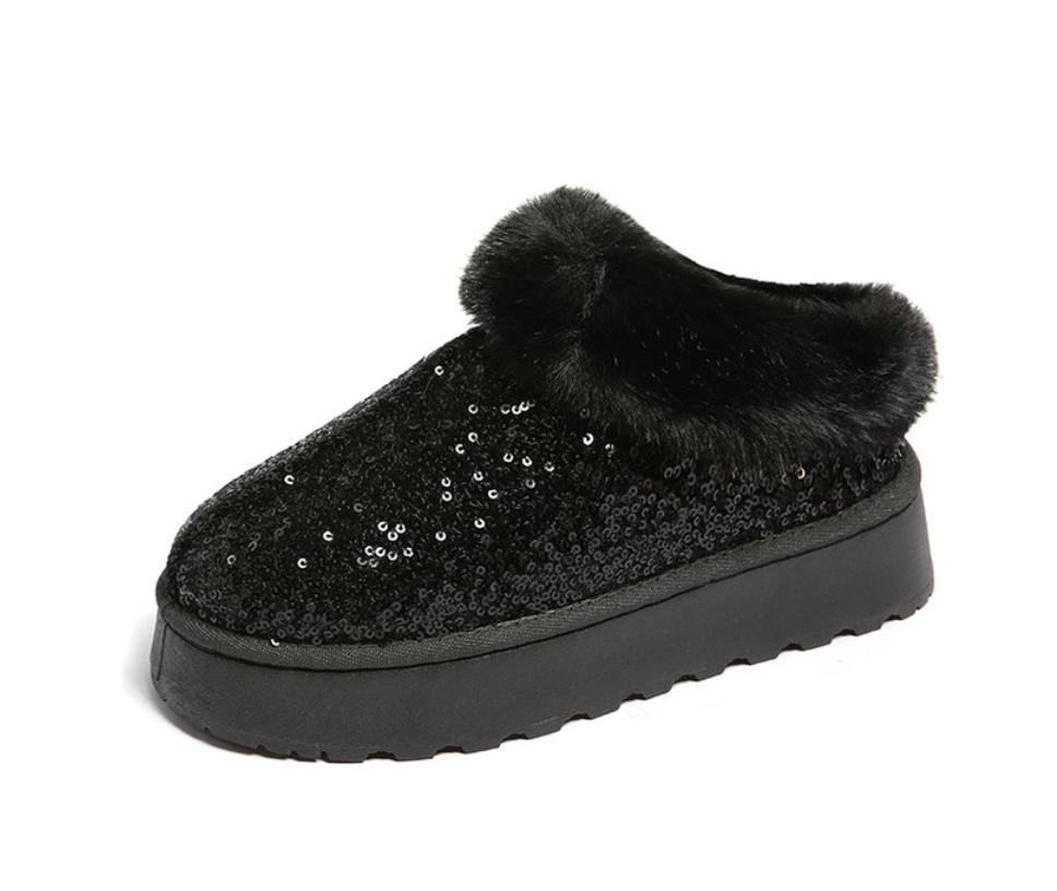 Зимние ботинки для женщин, новинка 2024 года, зимняя кашемировая теплая толстая подошва, без волос, полутапочки на каблуке, хлопковая женская обувь