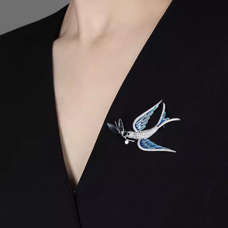 Blue Swallow Brooch Female Exquisite Pin Wild Suit Accessories