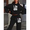 Couple Fleece Tracksuit Set Printed Sweatshirt Pants Casual Streetwear Young Adults