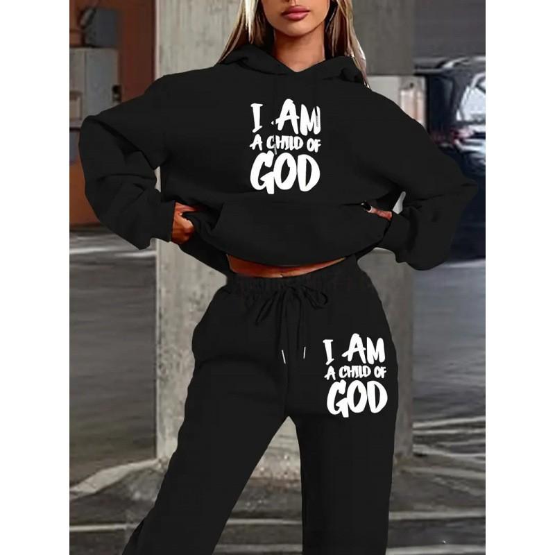 Couple Fleece Tracksuit Set Printed Sweatshirt Pants Casual Streetwear Young Adults