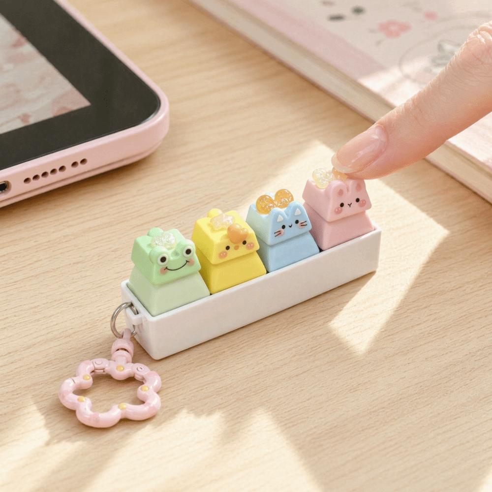 Aninal Keycap Stress Relief Clicker Finger Button Calming Keychain Keys Children Adults