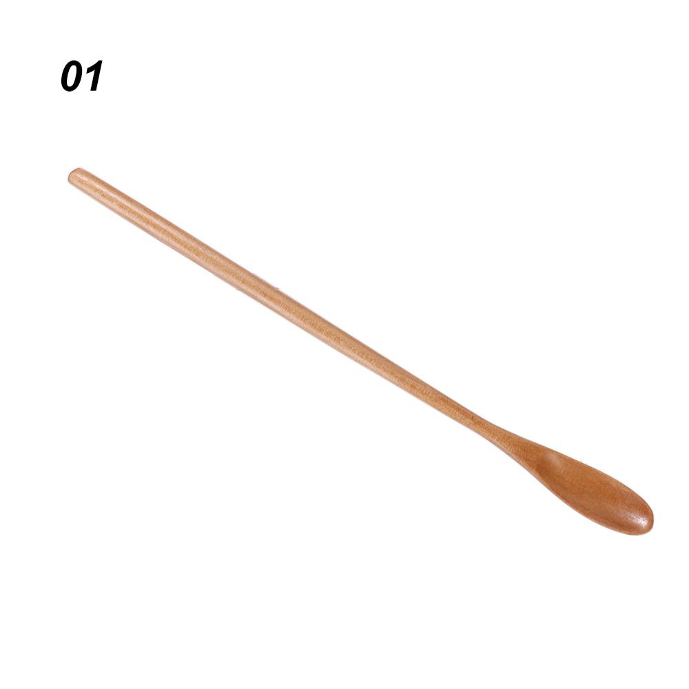2 шт./лот Деревянные ложки для приготовления пищи, ложка для меда, ложки для размешивания чая и кофе, цвет краски, ложки для меда и чая, кофейные аксессуары