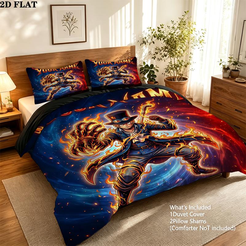 Custom Name,One Piece Pattern Bedding Home Decoration Birthday Gift ( 1 duvet cover + 2 pillowcase, without core),fan merchandise.