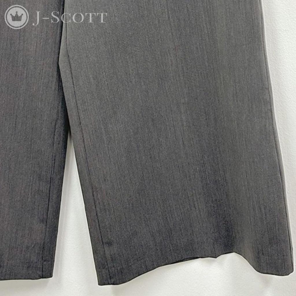 J-Scott Women's Wide-Leg Pants, High-Waisted, Long Legs, Faux Pockets, Center Line, Neat Look, Gray, JS168-GY-S (Limited Stock)