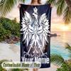 Beach Towel Poland Football Print Custom Name Text Soft Towel for Swimming Pool